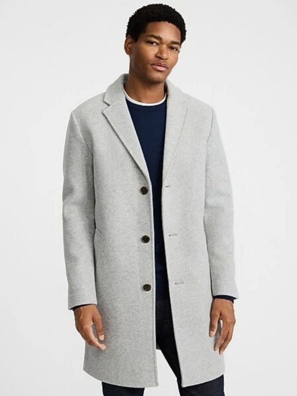Express Wool Blend Topcoat Overcoat Gray Slim Fit XS